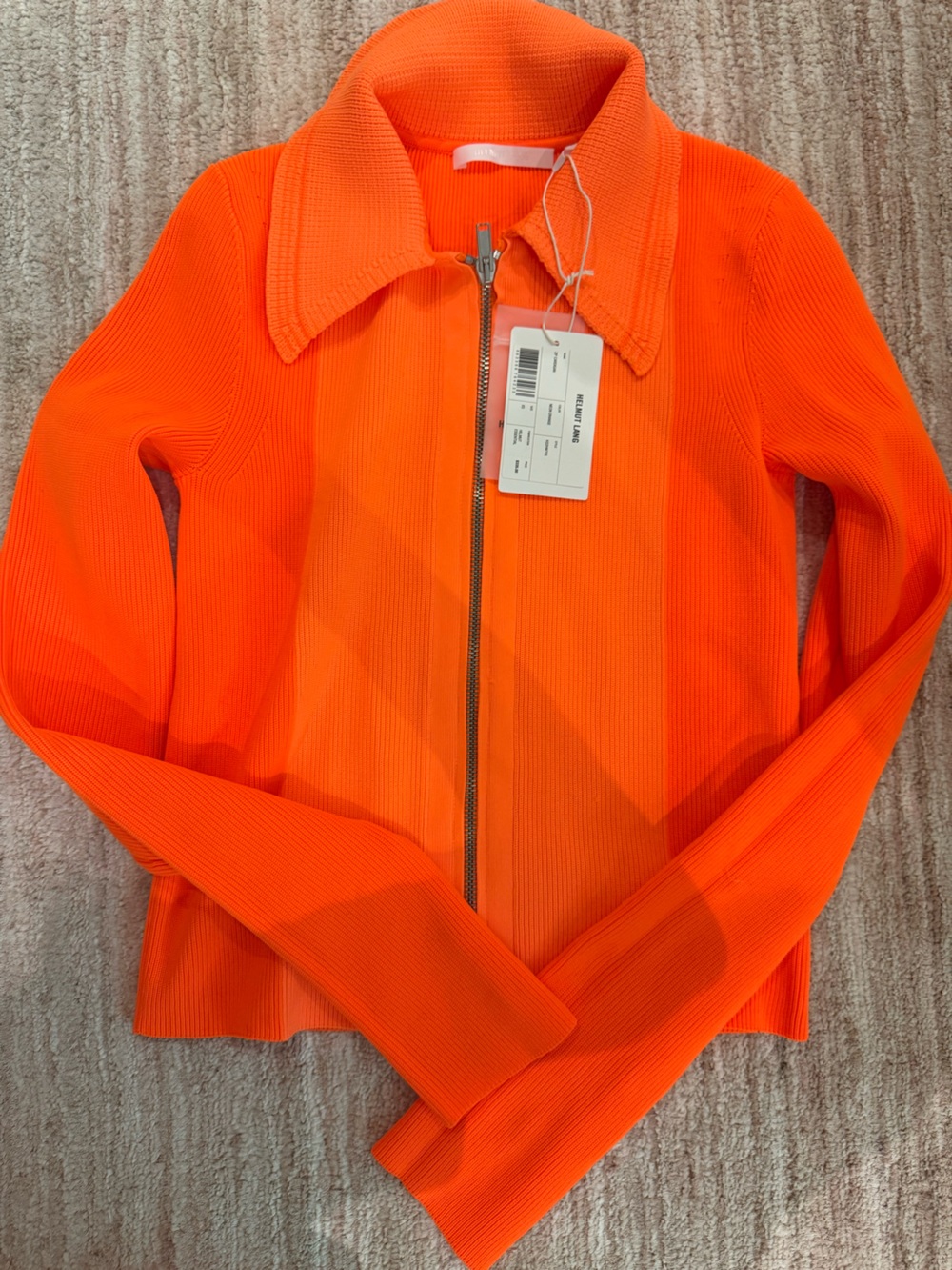 Neon Orange Ribbed Zip-Back jacket